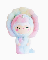 She’s dino-mighty! Each Momiji Roarsome Rainbow Dinosaur Plushie is unique. Her pastel rainbow pattern is positioned differently on each dinosaur, so there’ll never be another exactly like yours anywhere in the world.  Featuring super soft plush fabric and embroidered details.  Soft, huggable, iconic characters. 